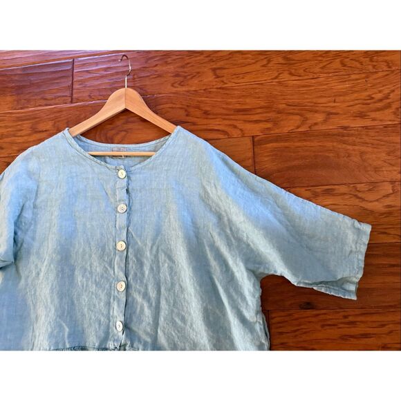 “Made in Italy 100% Linen Vera Tucci One Size Blouse - Picture 5 of 11